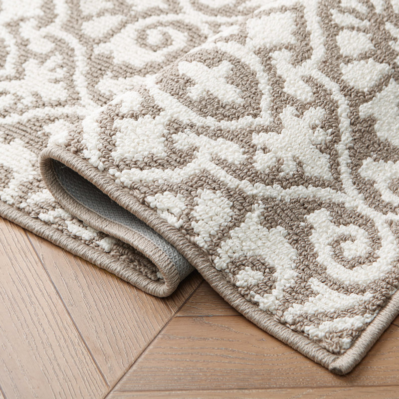 Laura Ashley Feya Two-Tone Machine Washable All Loop Tufted Rugs, Runner 2'2" x 5', Beige