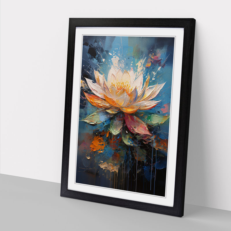Lotus Flower Action No.4 - Framed Print, 34cm H x 25cm W x 2cm D, Black