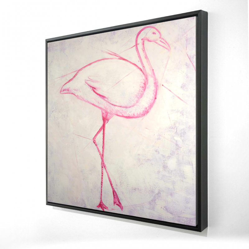 Flamant rose croquis - Toile encadrée rose pour la décoration intérieure