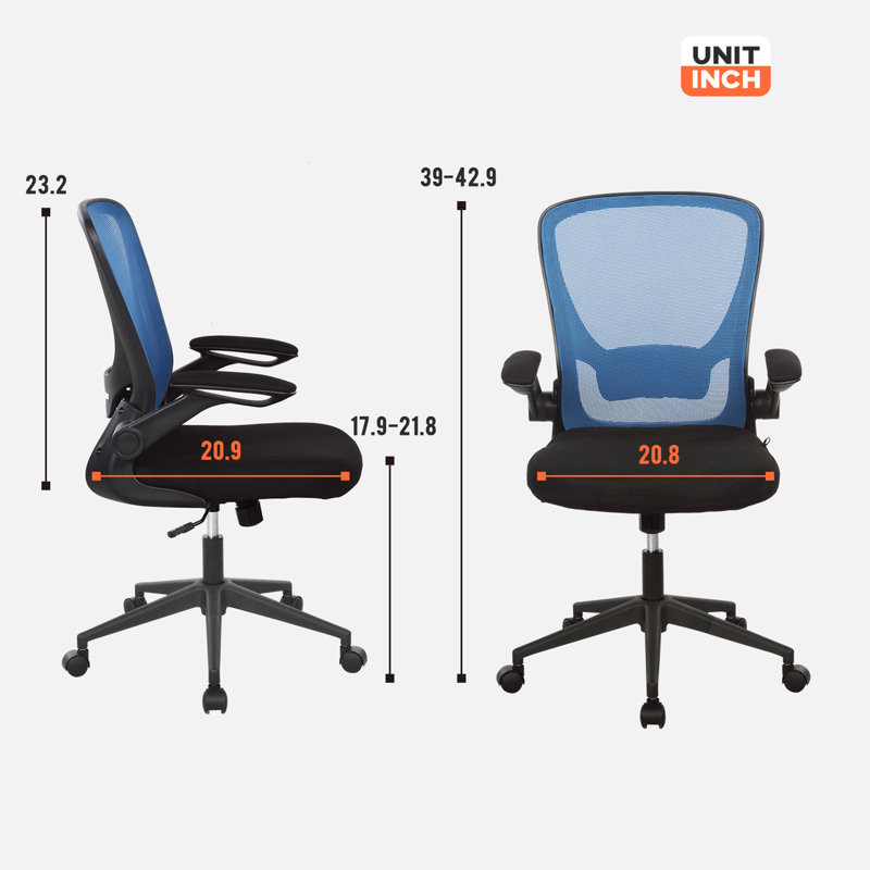 Task Chair Height Adjustable Office Chair Swivel Rolling Executive Desk Chair with Lumber Support, Blue