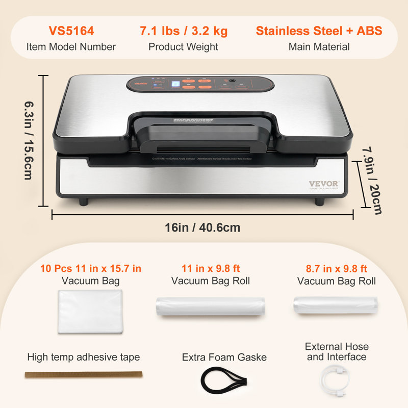 Machine à emballer sous vide VEVOR, 90 Kpa, 130 W