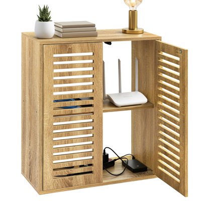 Armoire de rangement et boîte de gestion de câbles 27 po - noyer