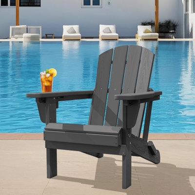Chaise Adirondack en PEHD pour l'extérieur à dossier réglable à 3 positions avec porte-gobelet