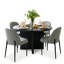 Ensemble de salle à manger rond noir moderne avec 4 chaises rembourrées-167196598-167196597