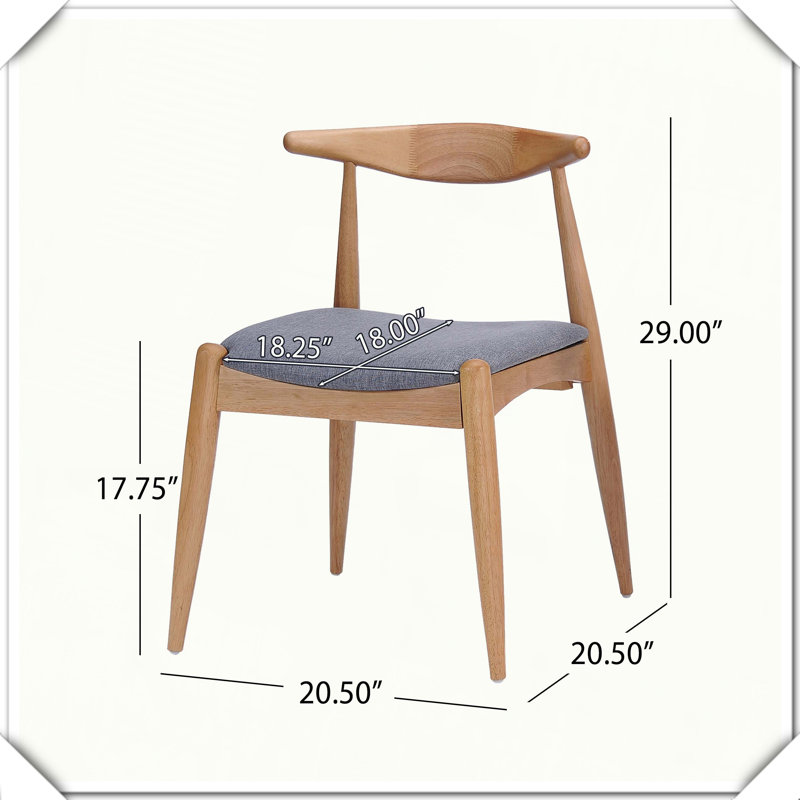 Chaise de salle à manger 2 pièces en bois d'hévéa, Gris naturel