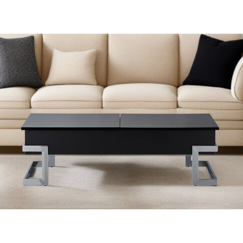 Table basse à plateau relevable en bois et fer noir 47 po Gracie Mills, Noir