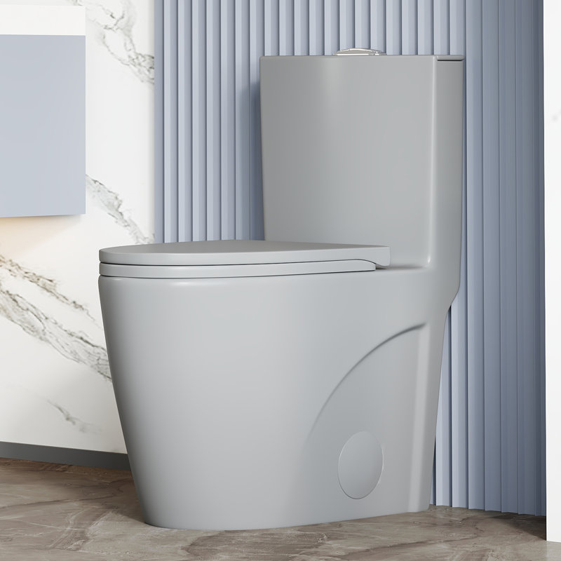 Baywood Elongated One-Piece Toilet w/ Fully Glazed Surface, 17.3" ADA Chair Height, 1.1/1.6 GPF Tornado Flush, Map 1000G, cUPC, WaterSense, & CEC Certified, Light Gray