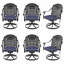 Chaise de patio pivotante en fonte d'aluminium 6 pièces avec structure noire et coussins bleus-1931666278