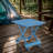 Blue Portable Solid Wood Patio Folding Table - For Backyard, Balcony Outdoor Wood, Portable,
