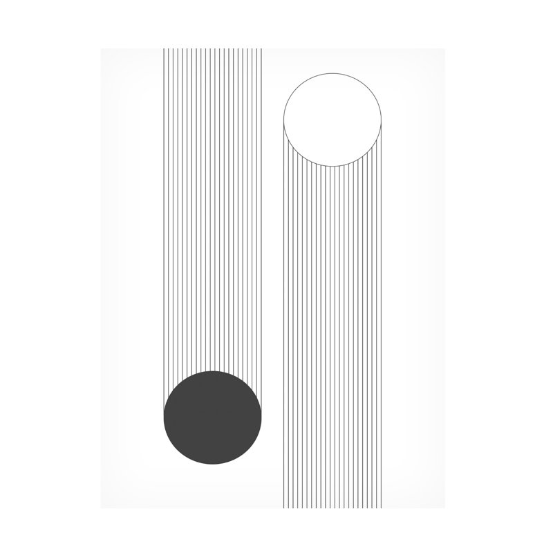«Krisinda Tom Quartermaine», art moderne sur toile géométrique minimaliste noir et blanc 2, H 19 po x l 14 po x P 2 po