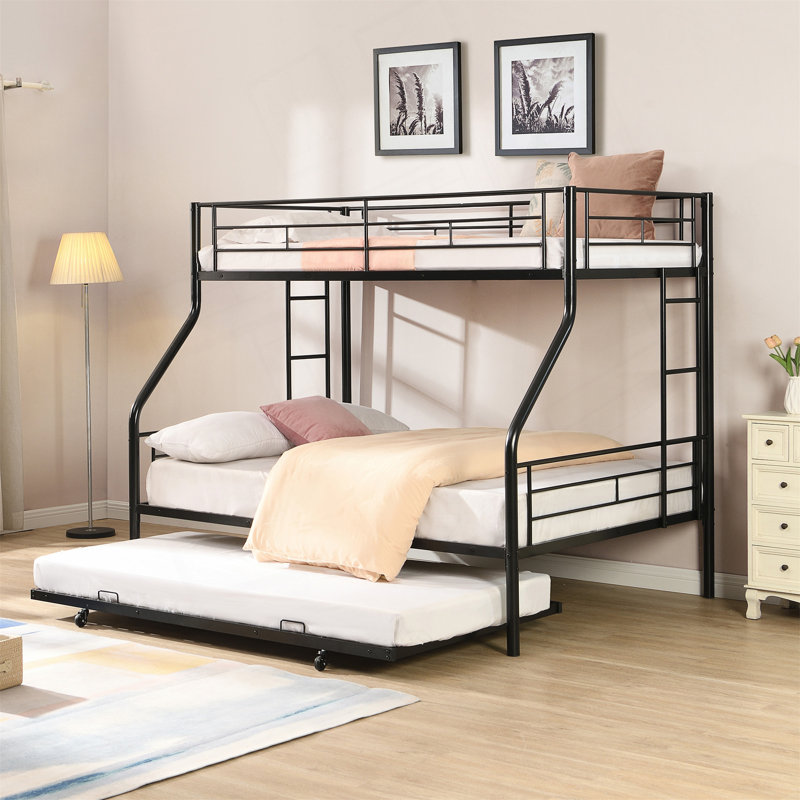 Lit simple superposé avec lit gigogne en métal, aucun sommier nécessaire
