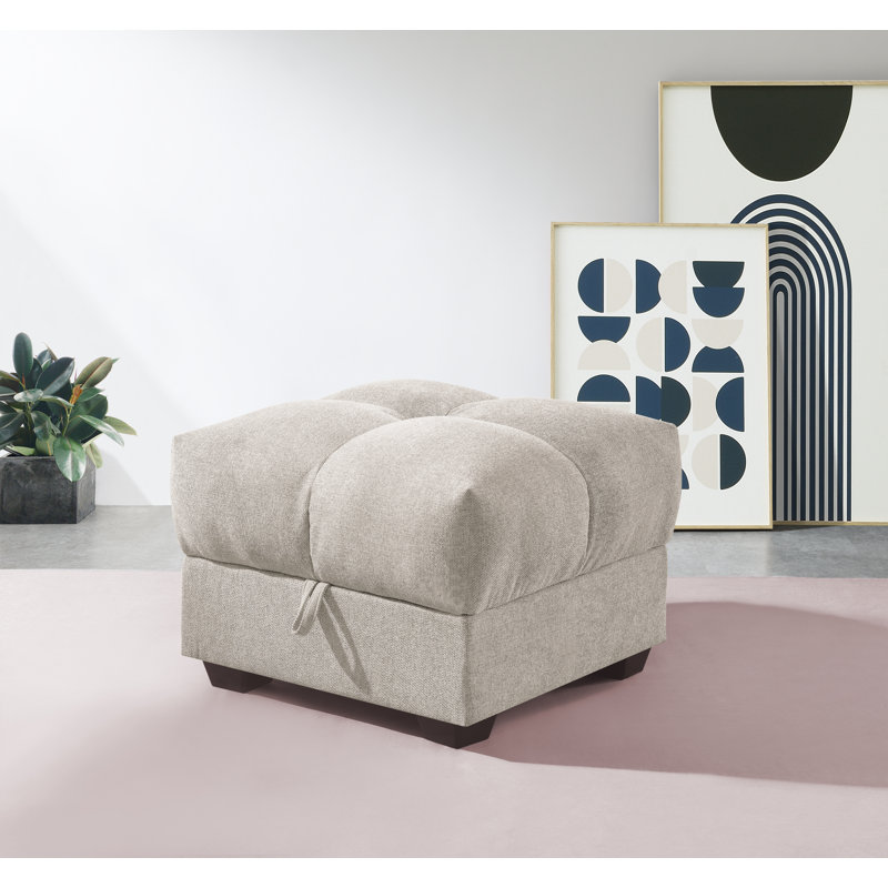 Ajada 69cm Wide Square Ottoman with Storage, Latte