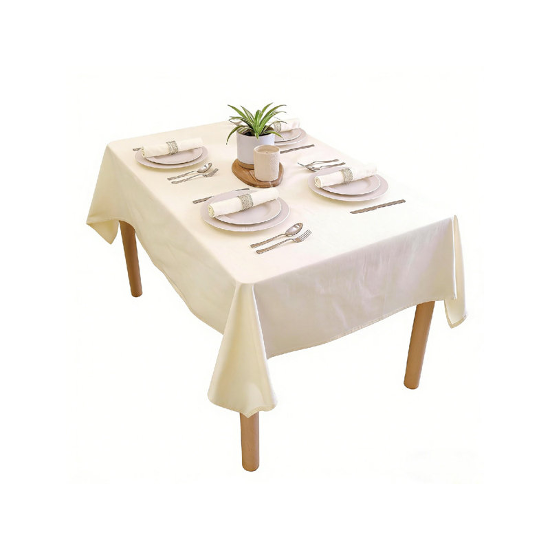 Dining Table Cover 56x120 in Cotton Canvas Rectangular Tablecloth Machine Washable, Natural Table Cloth