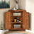 Brown Triangle Bathroom Storage Cabinet With Adjustable Shelves, Freestanding Floor Cabinet For Home Kitchen-1831992860