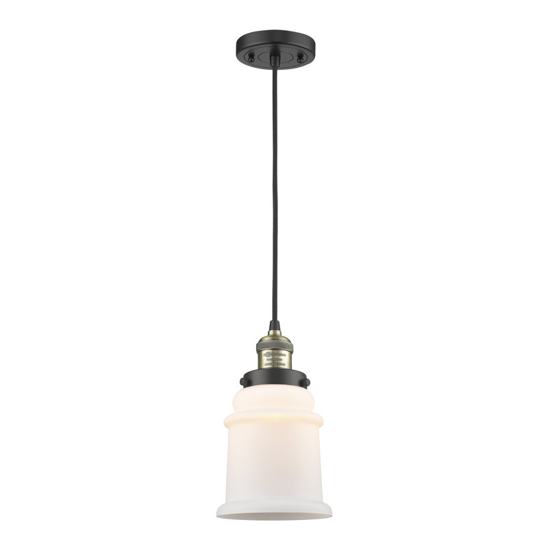 Alexandira 1 - Light Single Pendant, Matte White Cased, Matte Black, 6 Watt Vinage LED Bulb