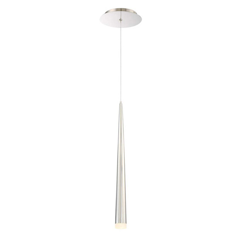 Cascade 1 - Light LED Pendant, 19" H x 6.5" W x 6.5" D, Polished Nickel