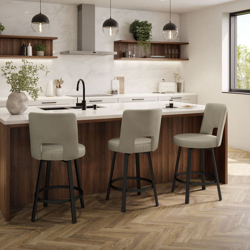 Rackwon Swivel Counter and Bar Stool, Gray, Counter Stool (25.5” Seat Height)