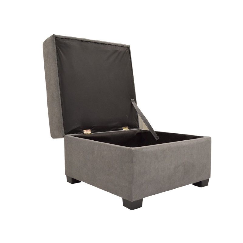 62cm Wide Tufted Square No Pattern Footstool Ottoman with Storage, Graphite