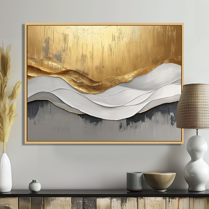 Amaro V - Abstract Large Wall Art, 24" H x 32" W, Floater Framed, Cream