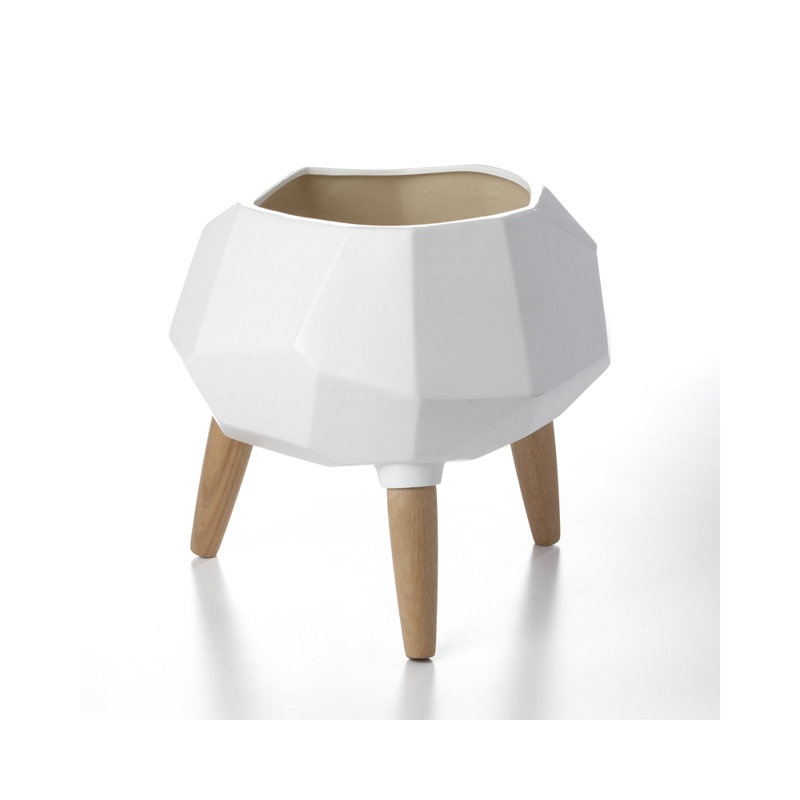 Pot de fleurs en céramique Leigh, Blanc