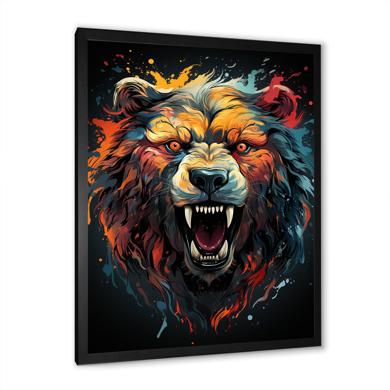Représentation expressionniste d'un grizzly II - ours, décoration murale_106898, H 40 po x l 30 po x P 1,5 po