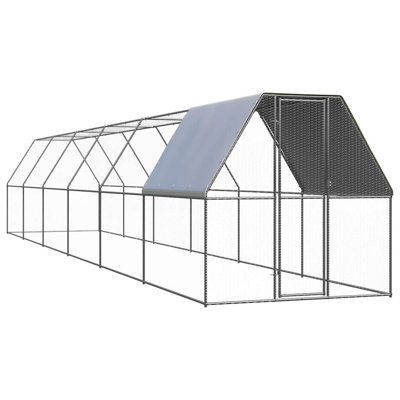 vidaXL Chicken Cage 6.6'x39.4'x6.6'Galvanized Steel