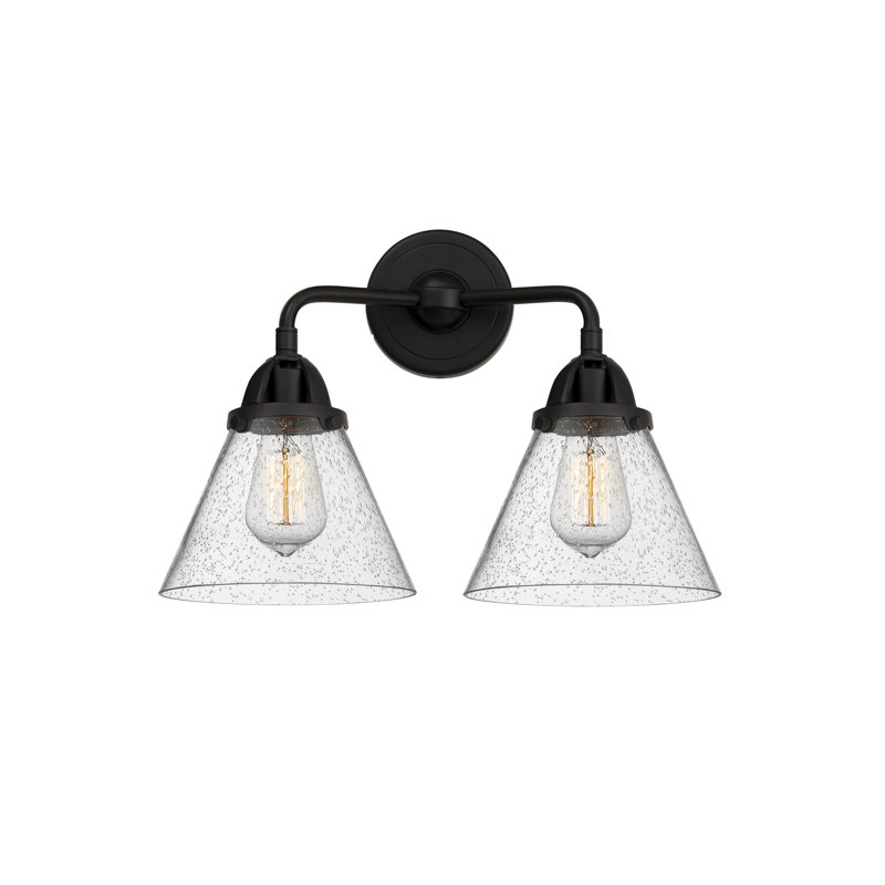 Éclairage pour meuble-lavabo de salle de bain 2 cônes 8 "2 lumières 16" Shauna, Ampoule non incluse, Noir mat