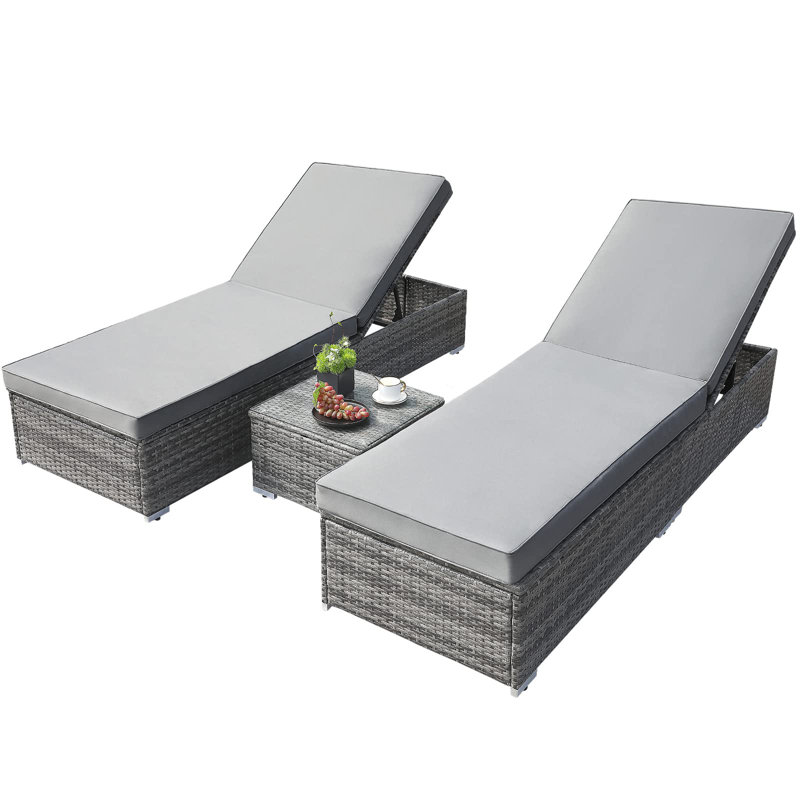 Bocangria 195cm Long Chaise Lounge Set with Cushions