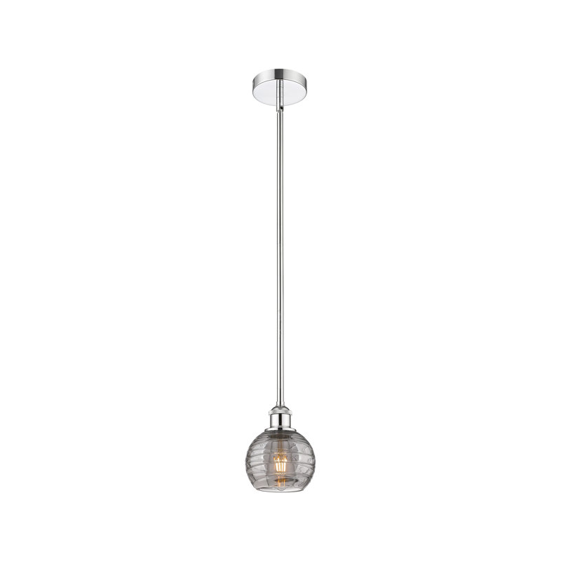 Luminaire suspendu suspendu 1 lumière Edison Ellington Deco Swirl-616-G1213, H 7,63 po x l 5,88 po x P 5,88 po, Chrome poli