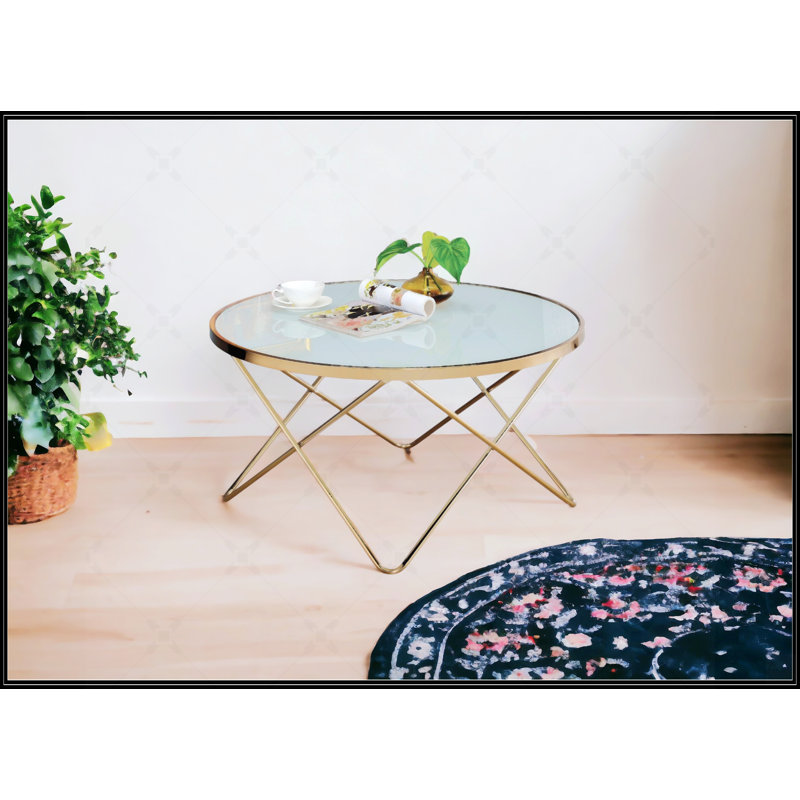 Table basse Valora en verre givré champagne