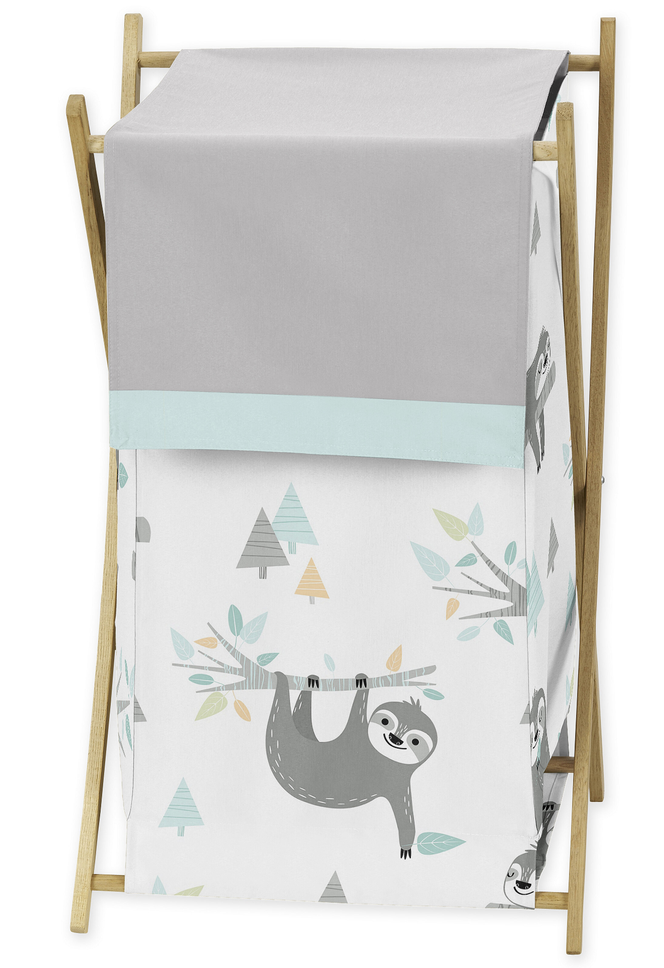 Sweet Jojo Designs Aqua and Grey Sloth Collection Sloth Laundry Hamper ...