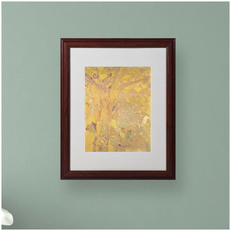 « yellow tree 1900 » par redon odilon, reproduction d’art encadrée, H 20 po x l 16 po x P 0,5 po, Brun