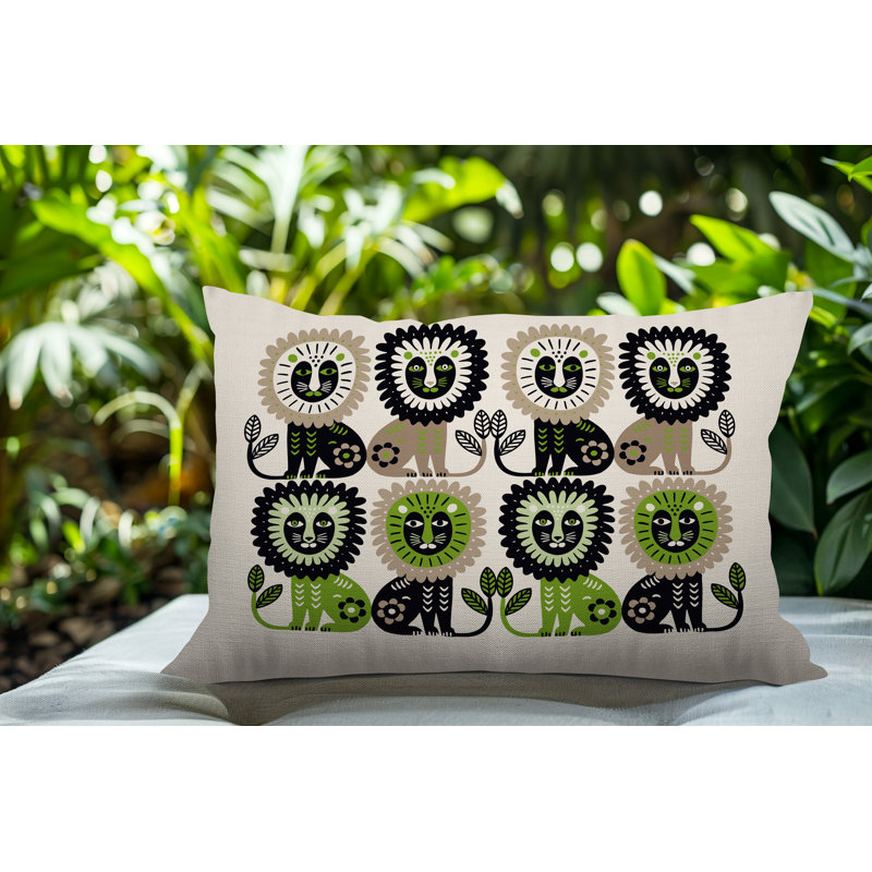 Oreiller rectangulaire intérieur / extérieur Bako Lion, Chartreuse, Rectangle H 14 po x l 20 po