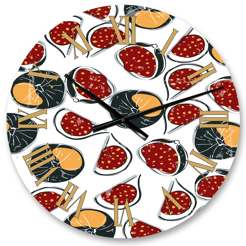 Fruit And Leaves Minimalism II - Mid-Century Modern Wall Clock 1, Small