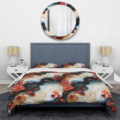 Enchanted White And Blue Marble Pattern Marble Duvet Cover