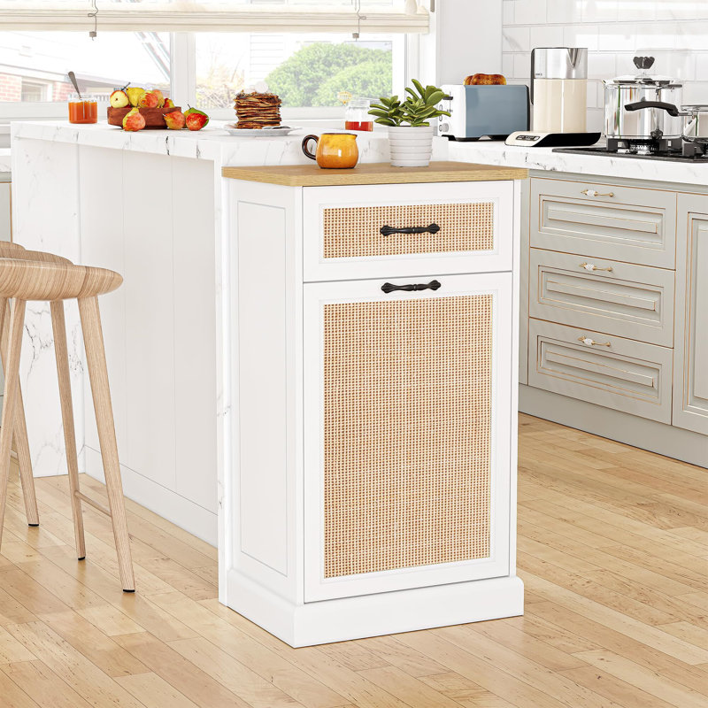 Simple poubelle inclinable en rotin, poubelle de cuisine autoportante 10 gallons
