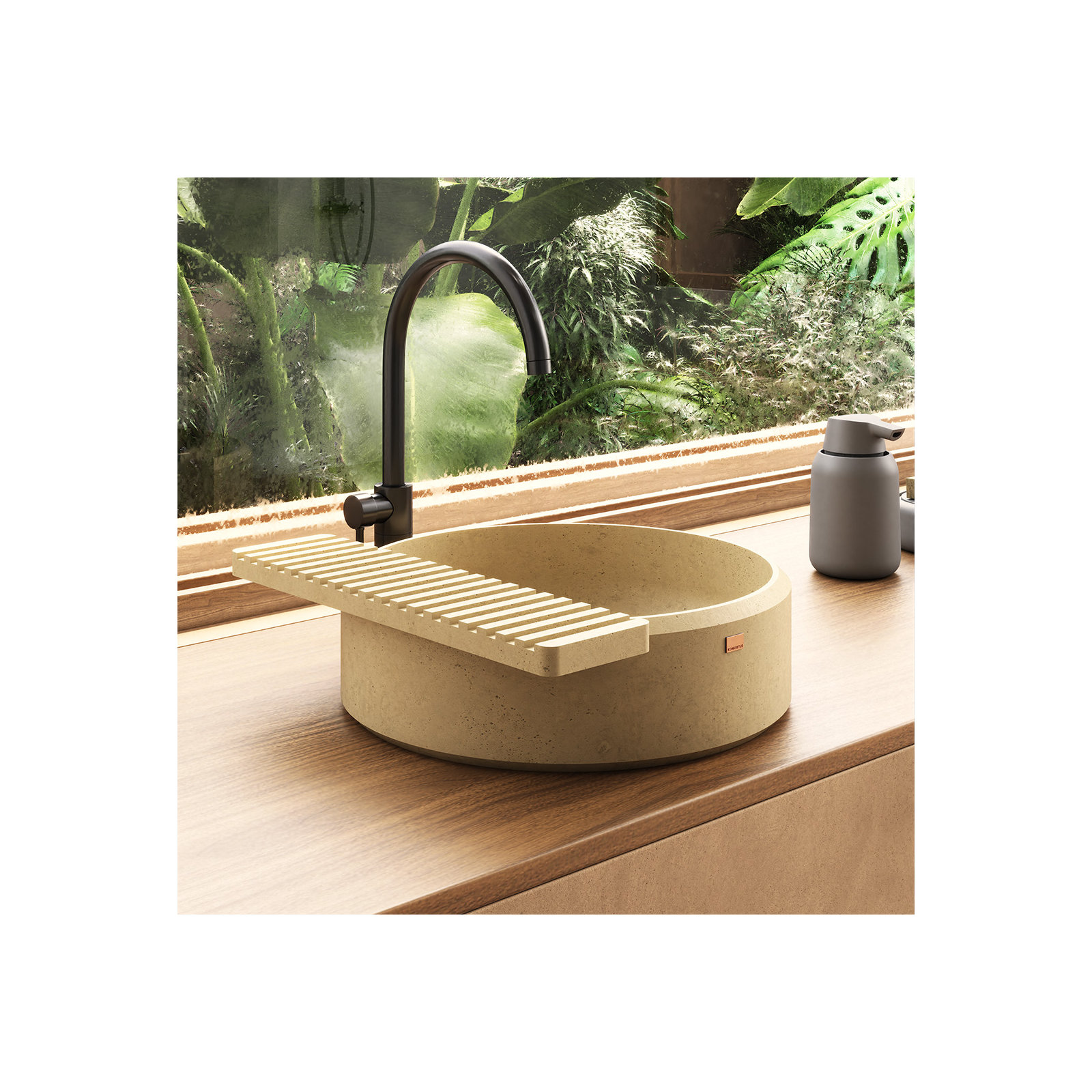 Ubud Concrete Handmade Bathroom Sink, Desert Brown