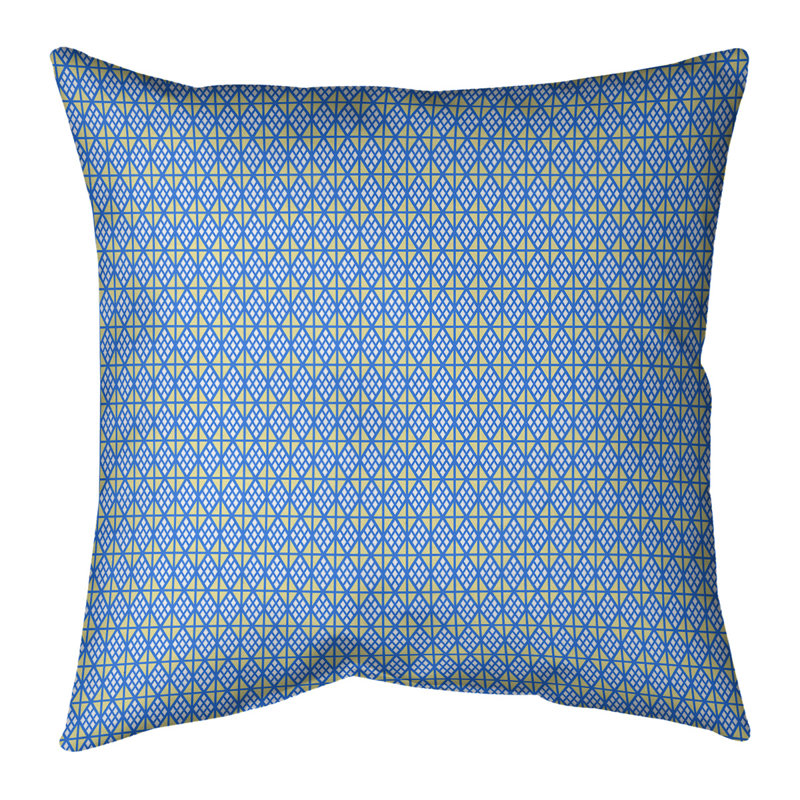 Housse et insert de coussin carré Katelyn Elizabeth Diamonds, 14 po x 14 po, Pas de bourre, Bleu/jaune
