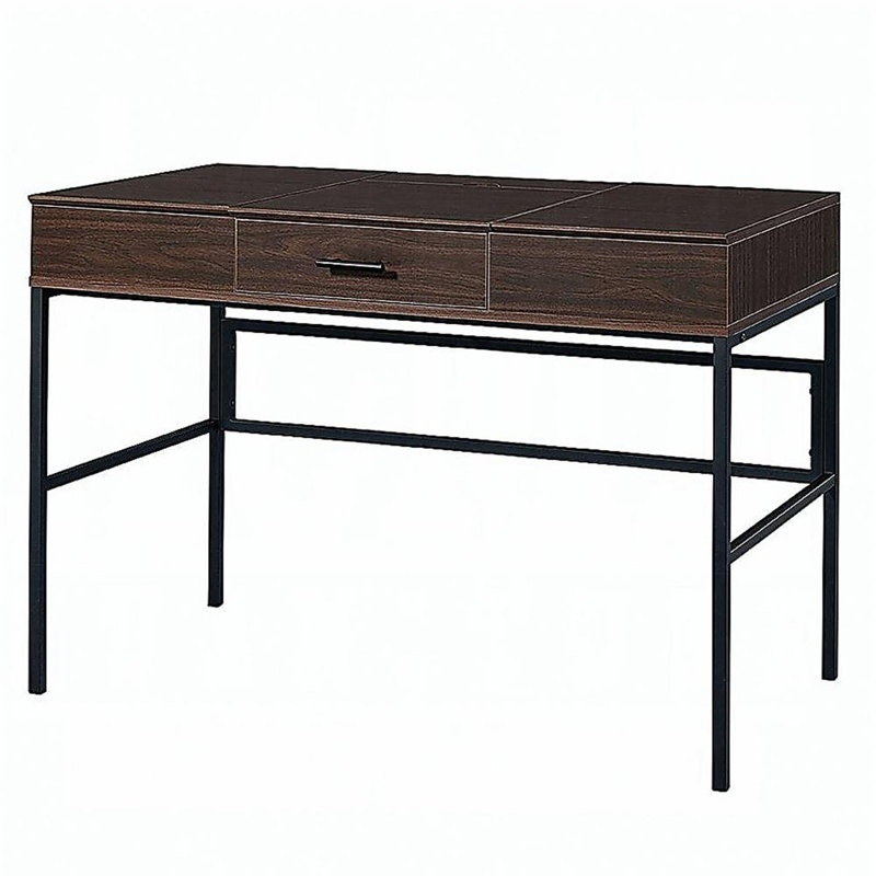 Table à 1 tiroir en chêne et en noir avec port USB, Chêne