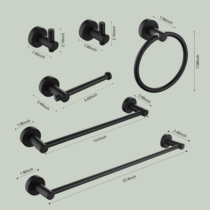 6 - Piece Bathroom Hardware Set, Matte Black