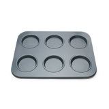 Fox Run Brands Non-Stick 6 Cup Large Shallow Muffin Pan