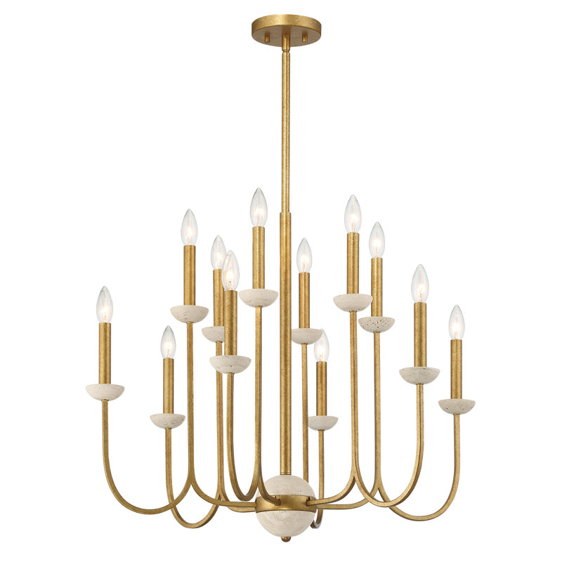 Oakhurst 12-Light Chandelier in Antique Gold, 12, 25"H x 30"W x 30"D