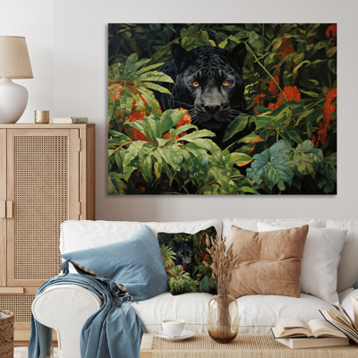 «Black Panther Jungle Roam Oil», art mural panthère pour le salon