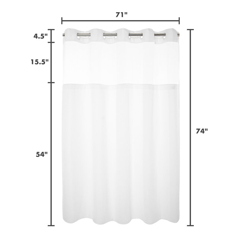 Rideau de douche Ramjani Waffle Weave, Blanc, H 74 po x l 71 po