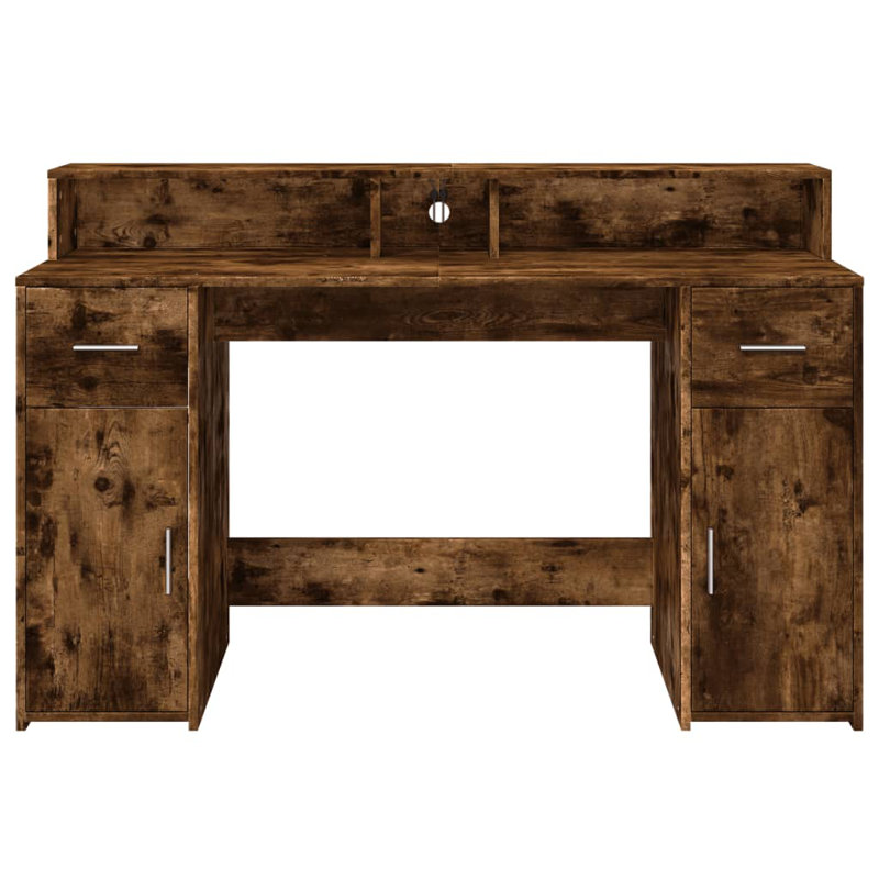 Computer Desk, 91cm H x 140cm W x 55cm D, Smoked oak