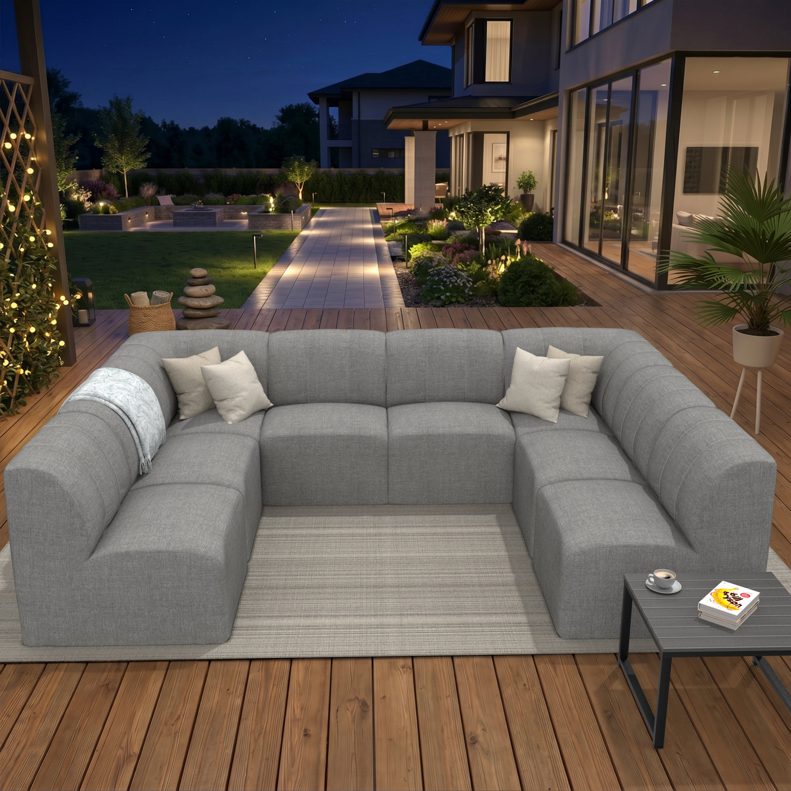 Praia 102" Sunbrella Outdoor Sofa, Canvas Granite Sunbrella® Canvas