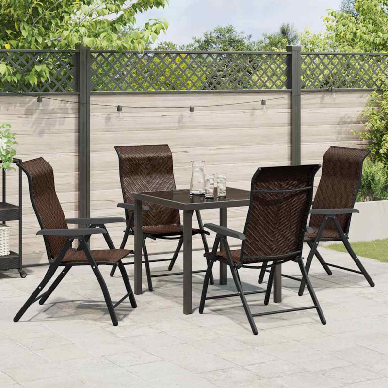 4 - Person Patio Dining Set with, Brown, 73cm H x 80cm W x 80cm D