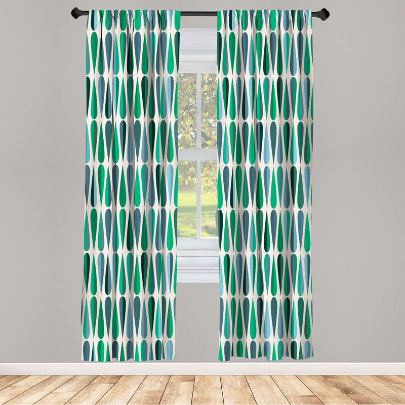 Microfiber Floral Semi-Sheer Rod Pocket Curtain Panels, 28" W x 95" L, Seafoam