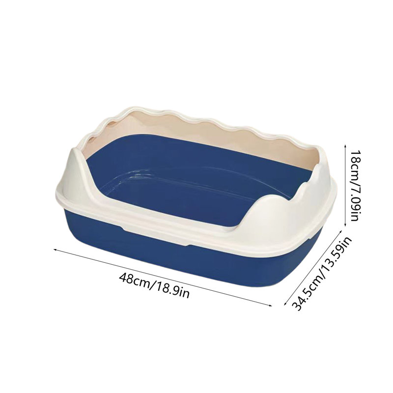 Bac à litière semi-fermé avec côtés hauts 18,9 x 13,39 x 6,69 pouces, bleu, Bleu