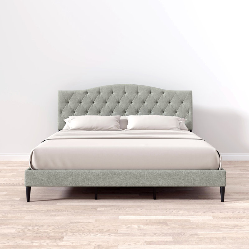 Saltford Upholstered Platform Bed, Stone, King